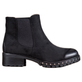 S. BARSKI Bottines Chelsea en daim le noir