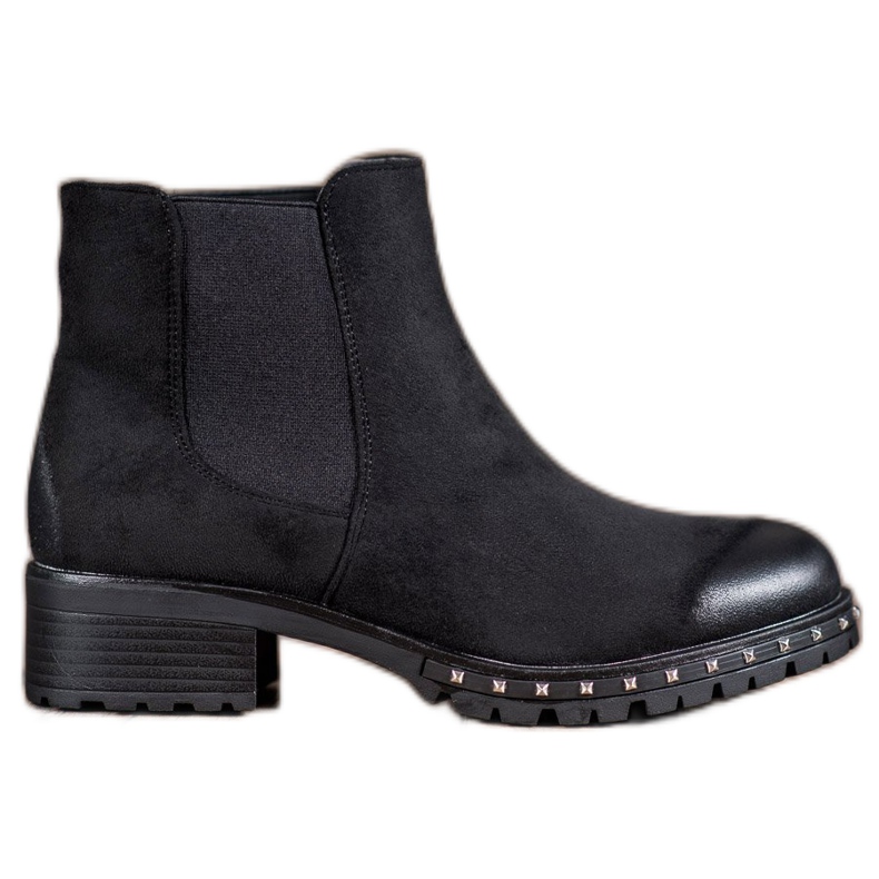 S. BARSKI Bottines Chelsea en daim le noir