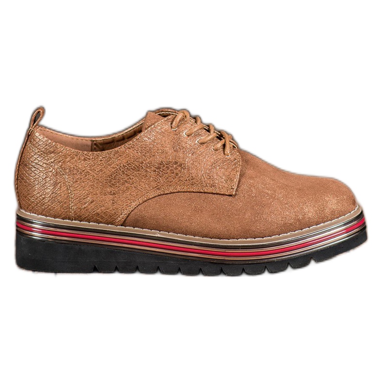 SHELOVET Chaussures sur la plateforme à imprimé serpent brun