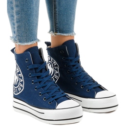 Baskets compensées bleu marine W08