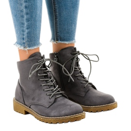 Bottines à lacets en daim gris HJ99-103 Bottines à lacets en daim gris HJ99-103