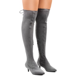 Bottines femme en daim sur une broche L6838 gris