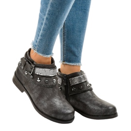 Boots grises ornées d'une fermeture éclair LL178