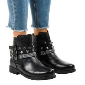 Bottes noires richement décorées LL179 le noir