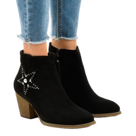 Bottines en daim noir sur le poteau étoile L88-163 le noir