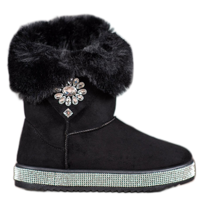 SHELOVET Bottes de neige avec zircone cubique le noir
