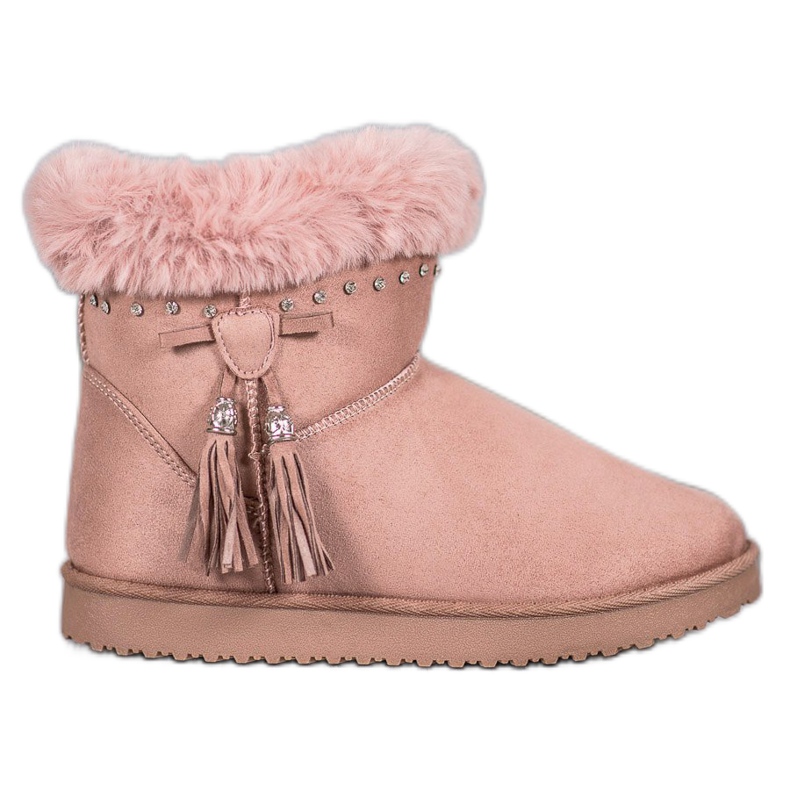 SHELOVET Mukluki avec des cristaux rose