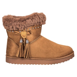 SHELOVET Mukluki avec des cristaux brun