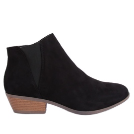 Chaussures noires à talons bas W06-17 Black Suede
