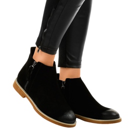 Bottines plates noires pour femmes avec fermeture éclair 6830-PA