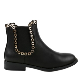 Bottines plates noires avec élastique YY102 le noir gris
