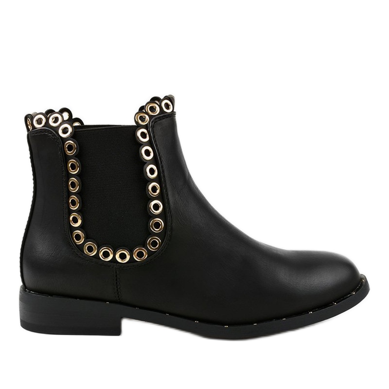 Bottines plates noires avec élastique YY102 le noir gris