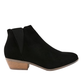 Bottines en daim noir sur le poteau pour femme W06-17