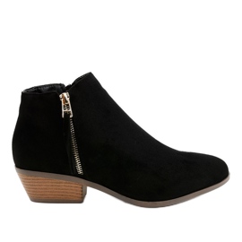 Bottines en daim noir sur un poteau délicat W06-16 le noir