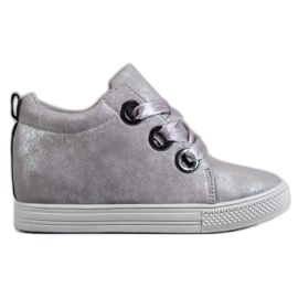 New Tlck Chaussures attachées avec un ruban gris