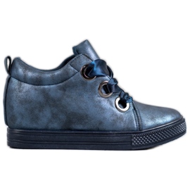 New Tlck Chaussures attachées avec un ruban bleu