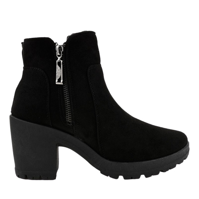 Bottines en daim noir avec une fermeture éclair HX-035 le noir