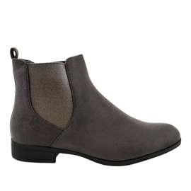 Bottines plates en daim gris avec élastique 100-917BO