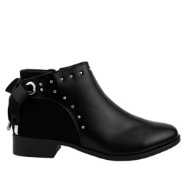 Bottines plates noires pour femmes avec un ruban Y8162