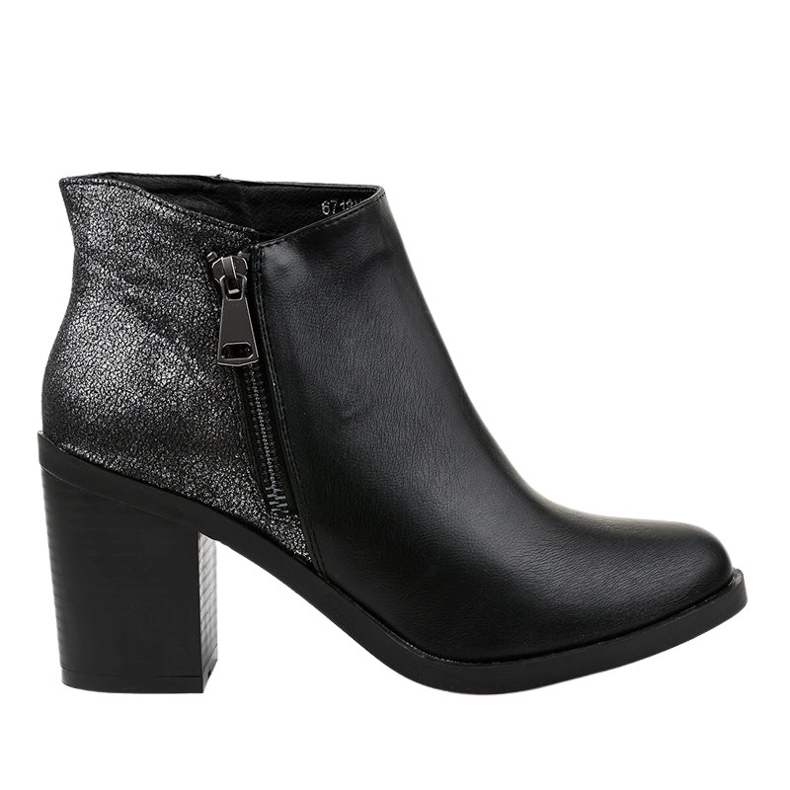 Bottines noires à talons légers 6718N le noir Bottines noires à talons légers 6718N le noir