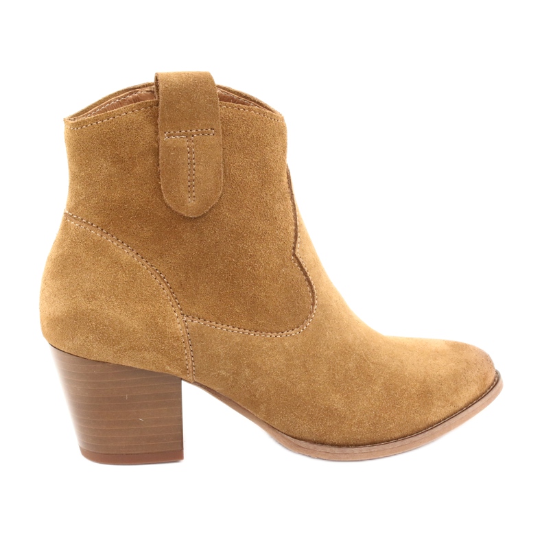 Bottines santiags Anabelle 1466 Camel clair en daim brun multicolore jaune