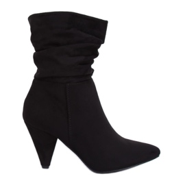 Bottines noires à talons F027 Noir le noir