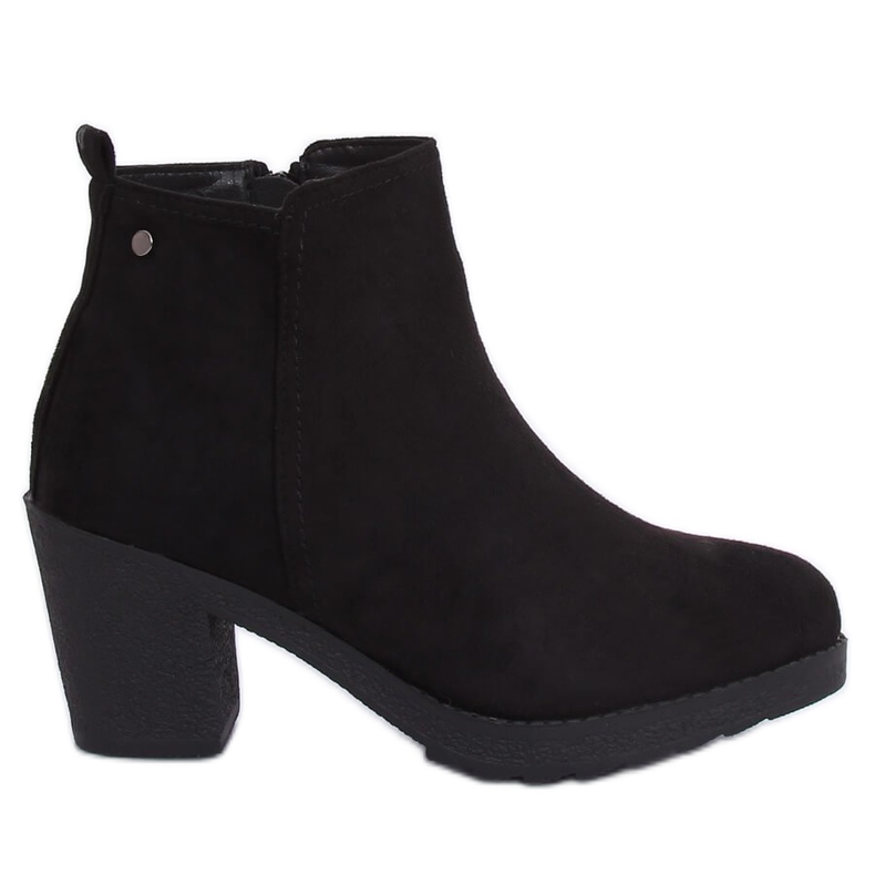 Bottines à talons larges noires YL96044 Noir le noir