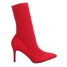 Bottines à tige chaussette rouge T5033 Rouge