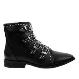 Bottines plates femme noires à boucles 100-915 le noir