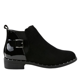 Bottines plates femme noires à boucle HD-68