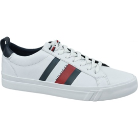 Chaussures Tommy Hilfiger Flag Detail Leather Sneaker M FM0FM02576-YBR blanc