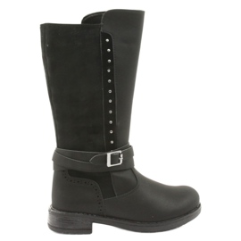 American Club GC31 bottes longues avec strass noir gris
