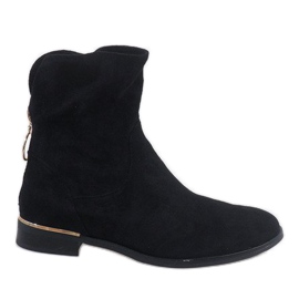 Bottines en daim noir avec une fermeture éclair J905 le noir