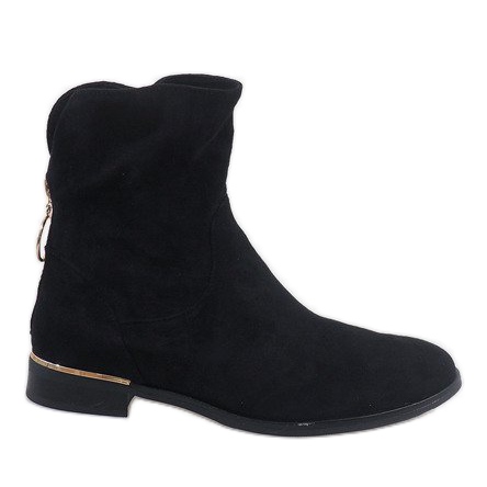 Bottines en daim noir avec une fermeture éclair J905 le noir