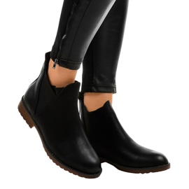 Bottines plates noires avec un élastique W360 le noir