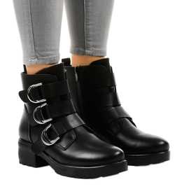 Bottines plates femme noires à boucles BZ66010 le noir