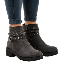 Bottines à talons en daim gris L3058-29