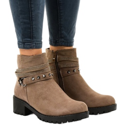 Bottines à talons en daim vertes L3058-29 multicolore