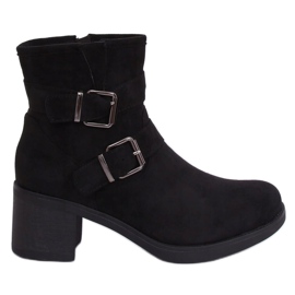 Bottines à talons larges noires TX-1815 Noir le noir