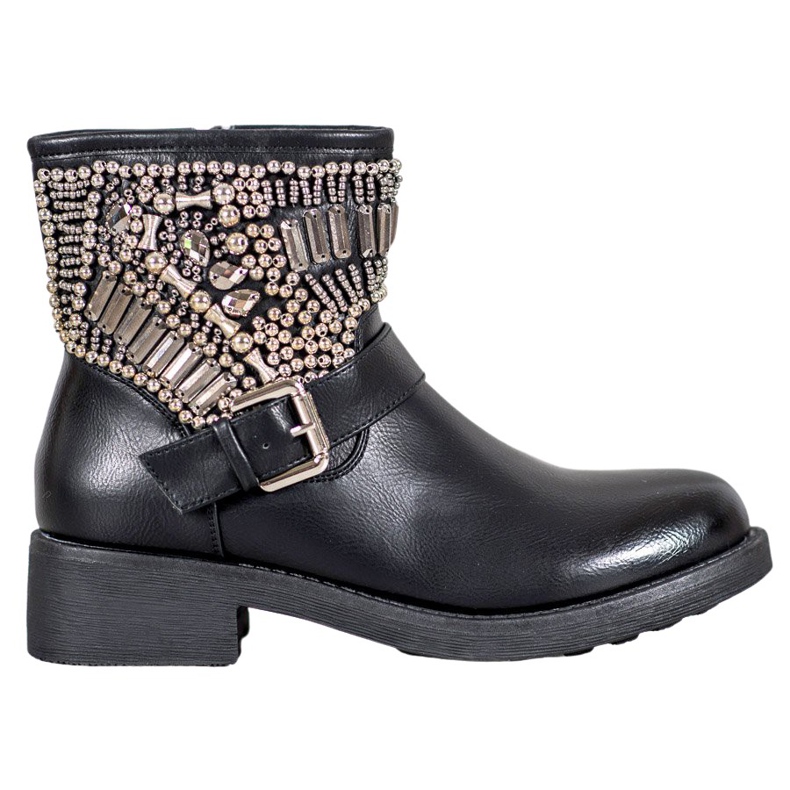 Bestelle Bottes avec des cristaux le noir