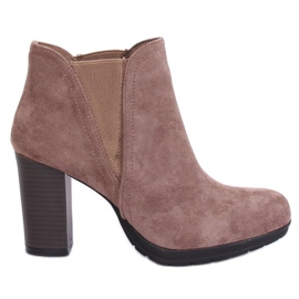 Bottines à talons beiges H9261 Kaki