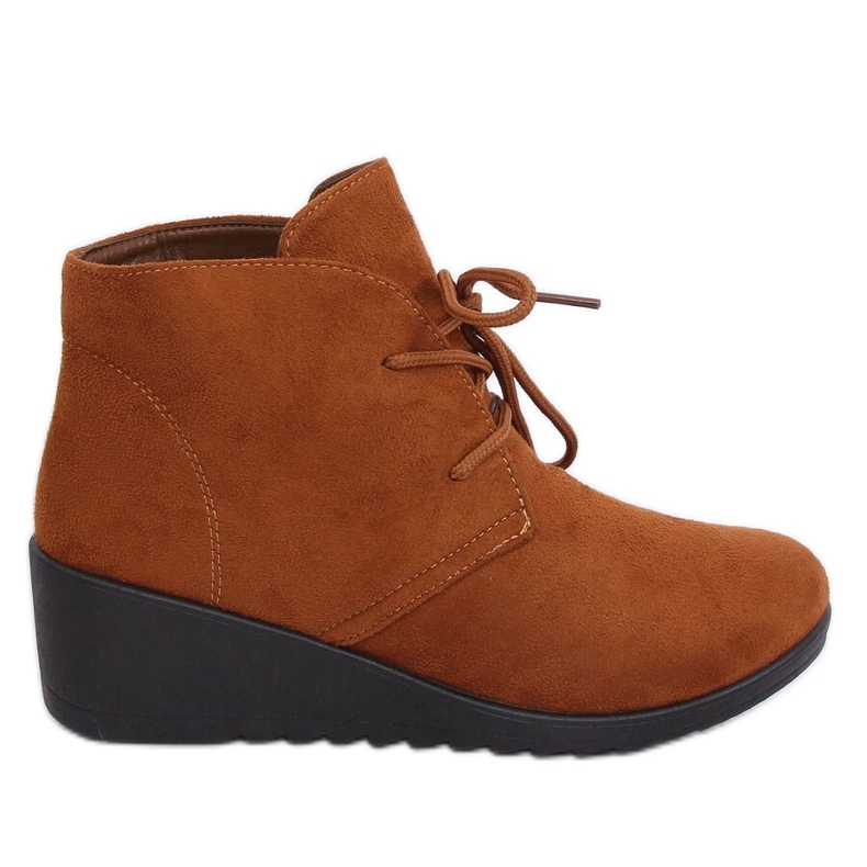 Bottines à lacets camel E3265 Camel brun