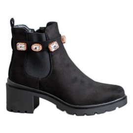Seastar Bottines En Daim Avec Cristaux noir