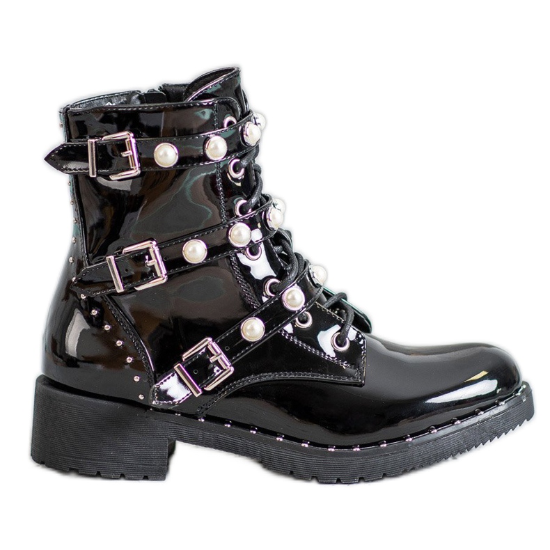 Seastar Bottines vernies avec perles le noir
