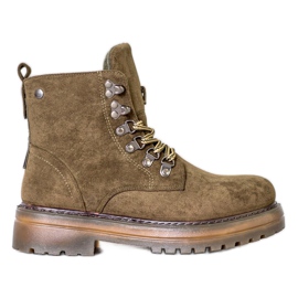 SHELOVET Trappeurs à lacets brun multicolore vert