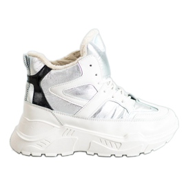 Bottines de sport à la mode blanche gris