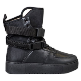 Diamantique Bottes hautes à boucles noir