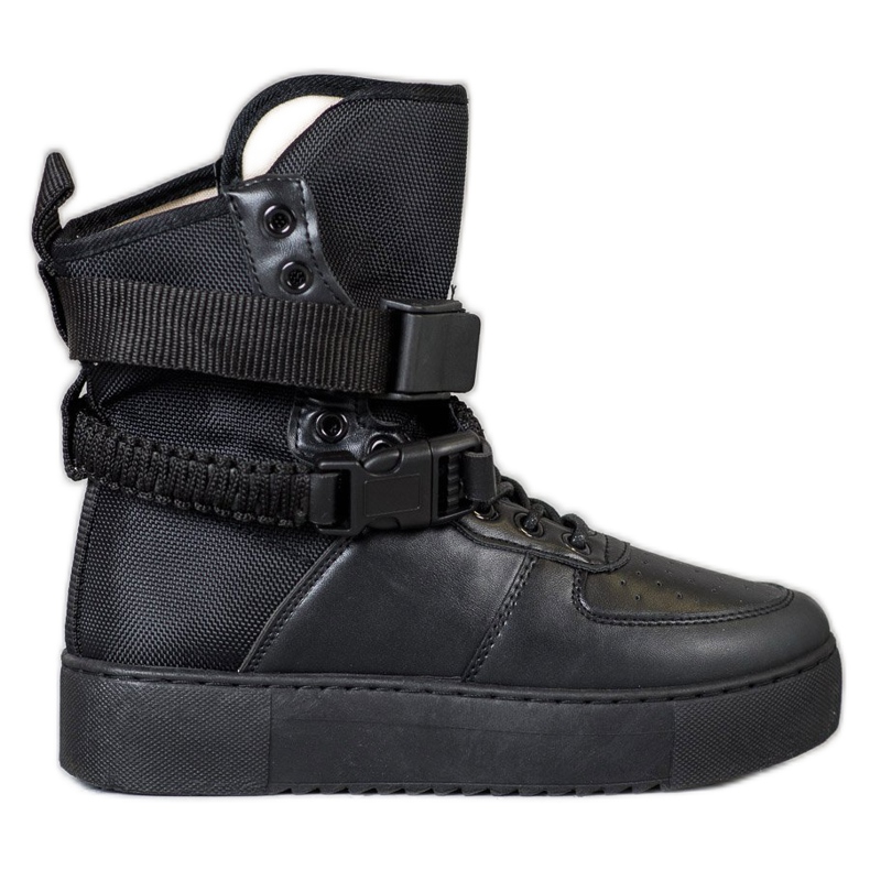 Diamantique Bottes hautes à boucles le noir