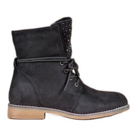 Bottes avec des cristaux le noir