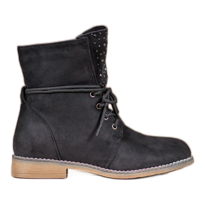 Bottes avec des cristaux le noir